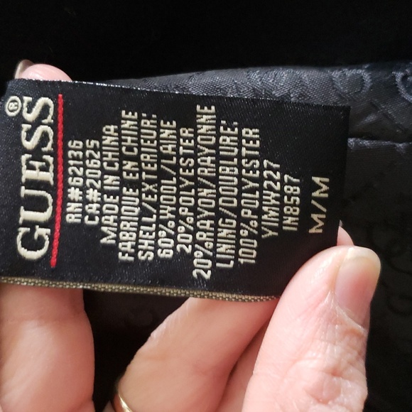 Guess Wool Black Coat Medium - Picture 6 of 6